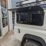 Emuwing gullwing window kit installed on Land Rover Defender 90 and 110